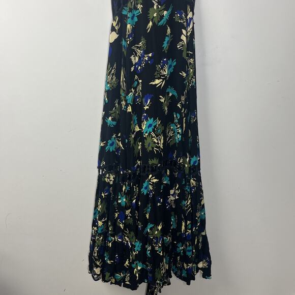 Free People Pages of Gold Maxi Dress XS Floral Crochet Cutout Full Boho Whimsi - Picture 5 of 12